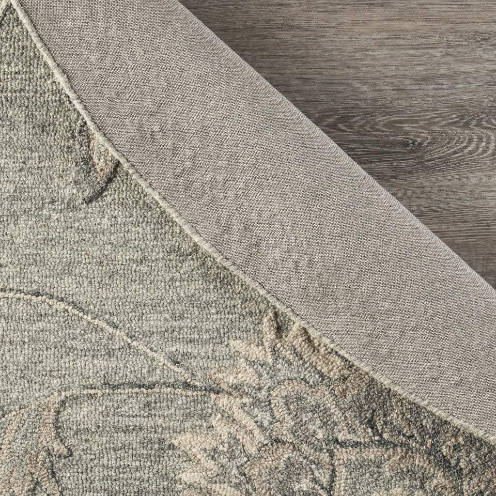 7' Gray Round Wool Hand Tufted Area Rug - Image 4