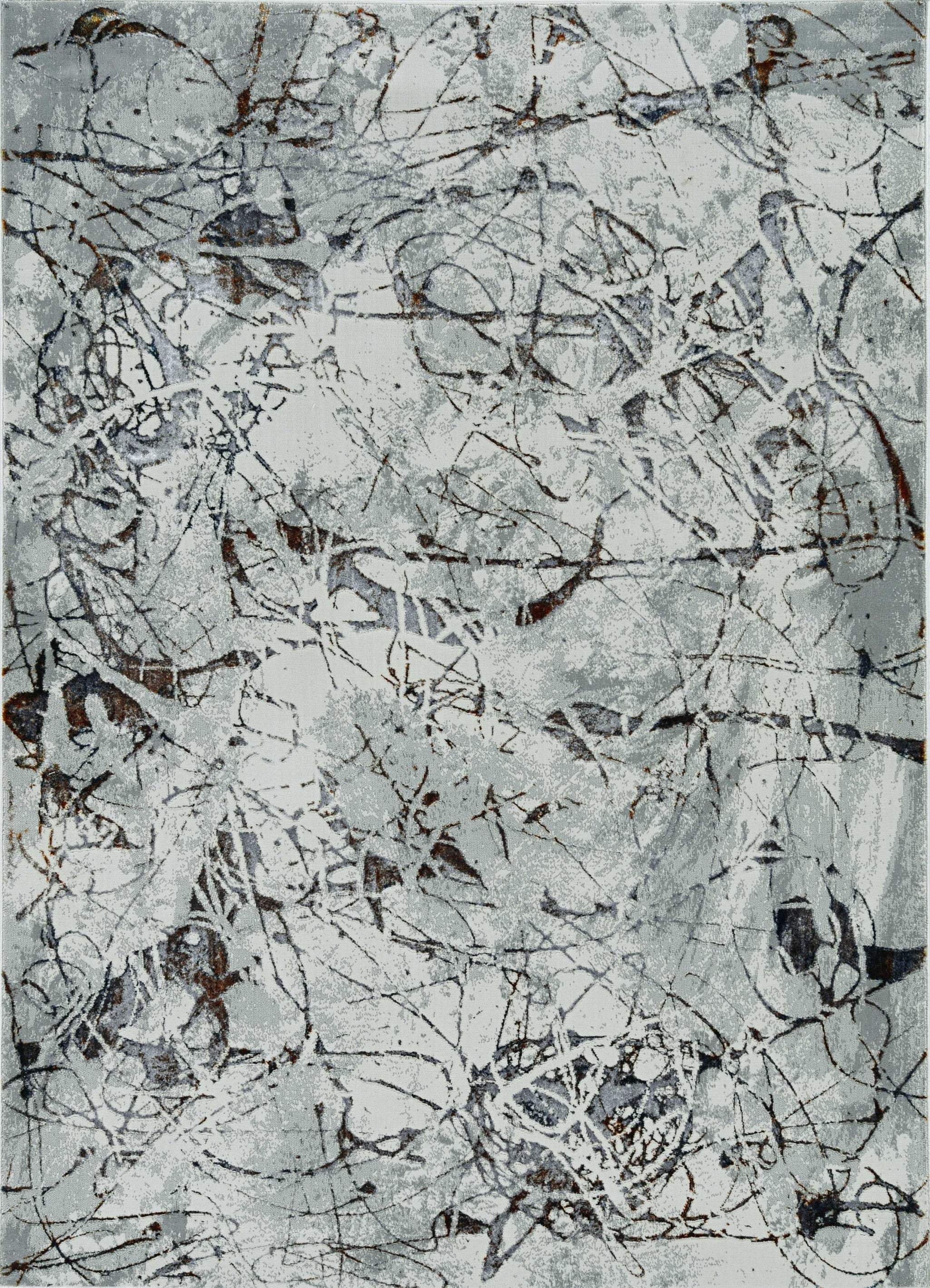 7' Ivory Grey Machine Woven Abstract Vermicular Indoor Runner Rug - Image 3