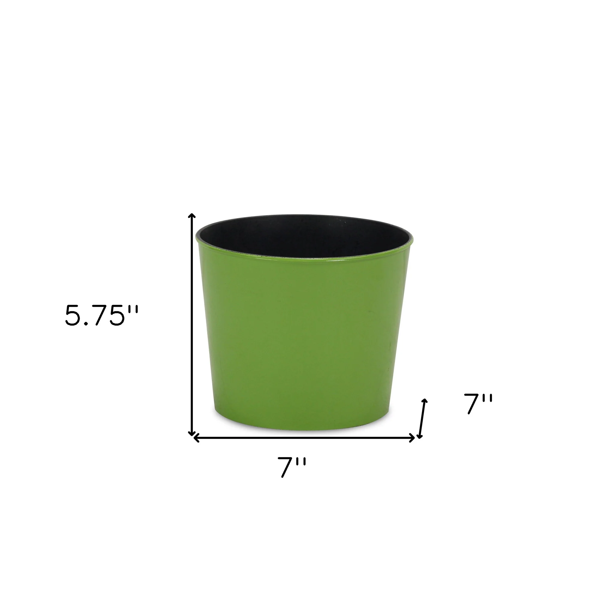 7" Lime Green Recycled Plastic Indoor Outdoor Round Pot Planter - Image 5