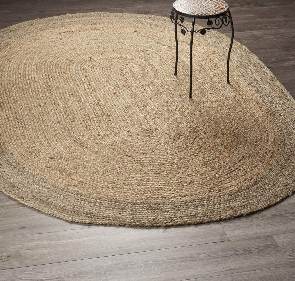 7' Natural Toned Oval Shaped Area Rug - Image 5