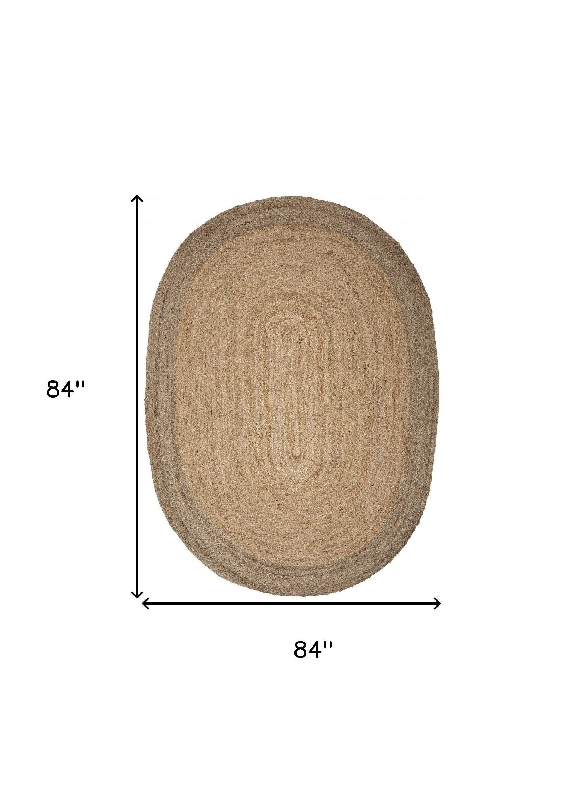 7' Natural Toned Oval Shaped Area Rug - Image 6