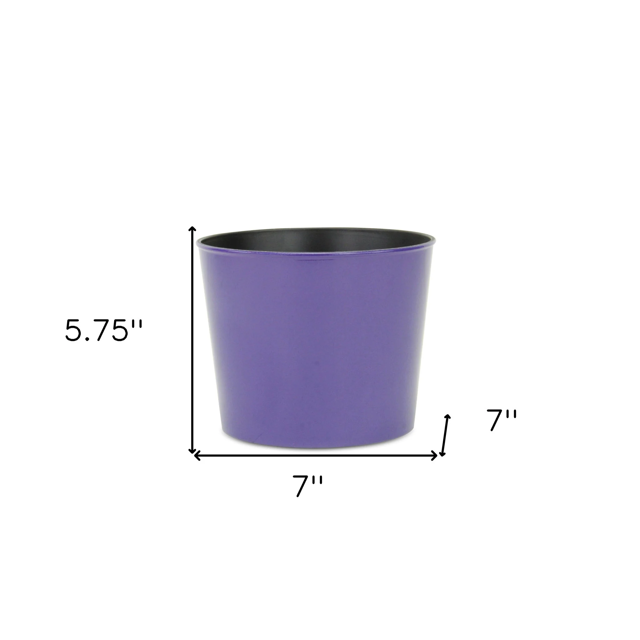 7" Navy Blue Recycled Plastic Indoor Outdoor Round Pot Planter - Image 5
