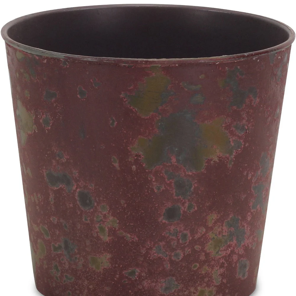 7" Red Recycled Plastic Indoor Outdoor Round Pot Planter - Image 4