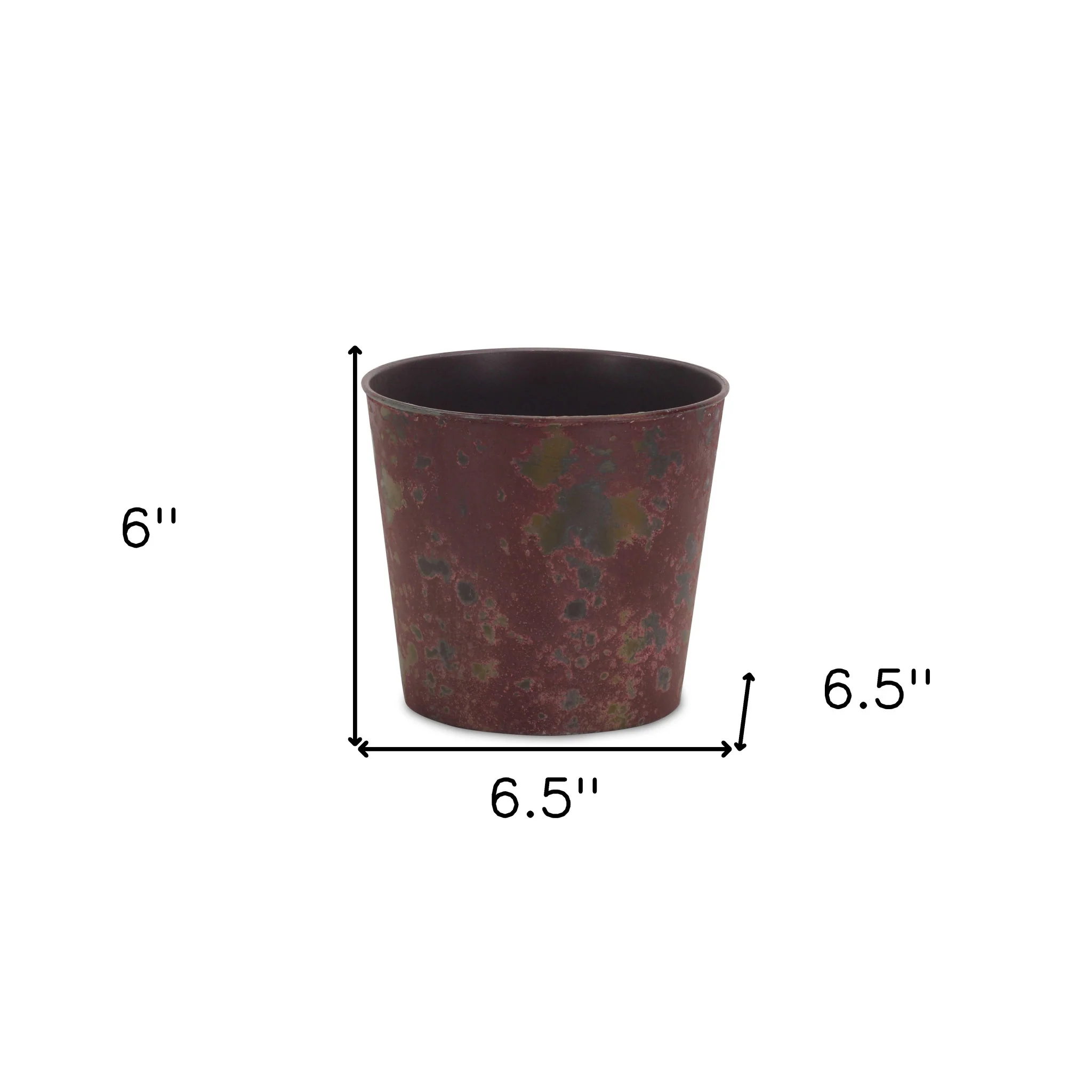 7" Red Recycled Plastic Indoor Outdoor Round Pot Planter - Image 5