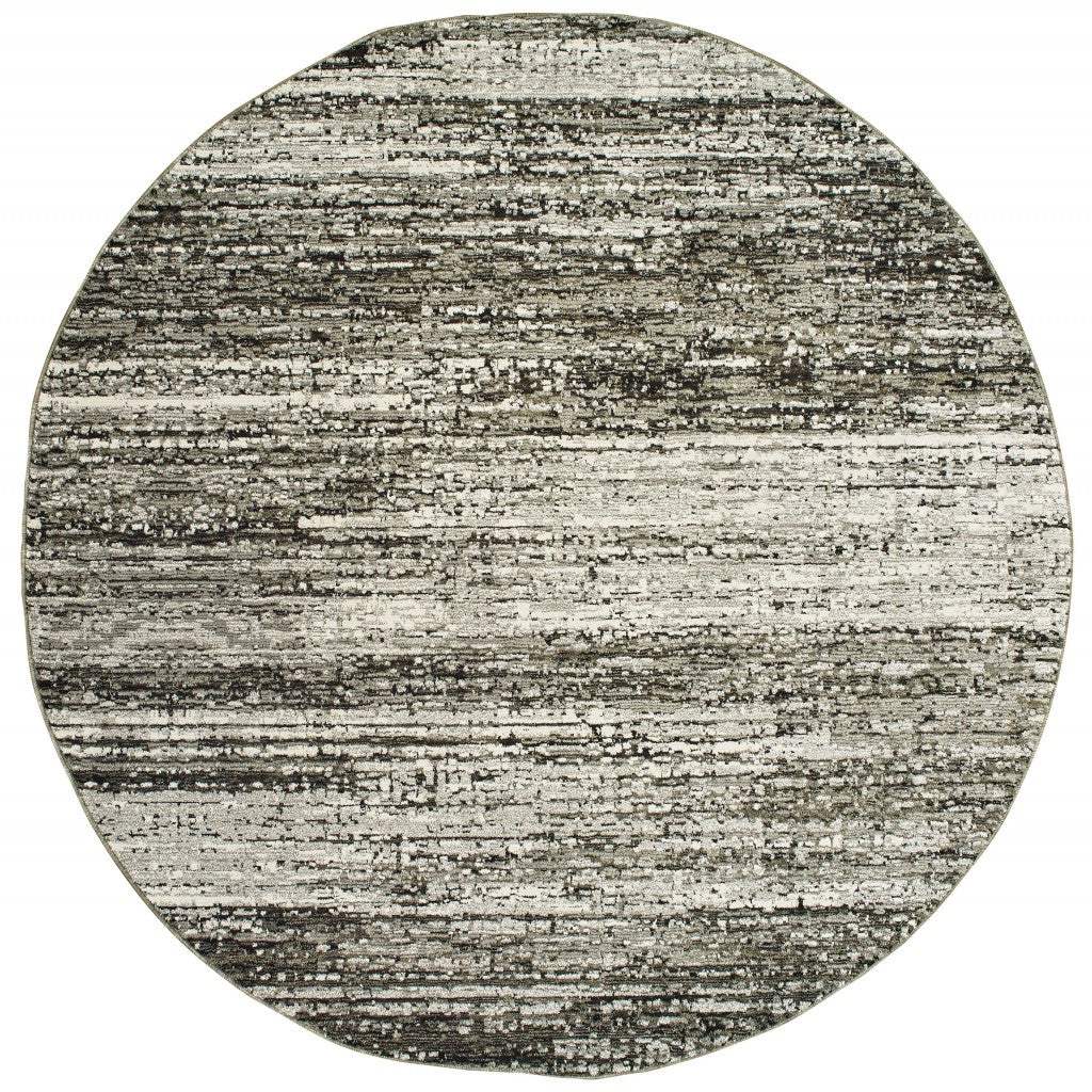7' Round Ash And Slate Abstract Area Rug - Image 2