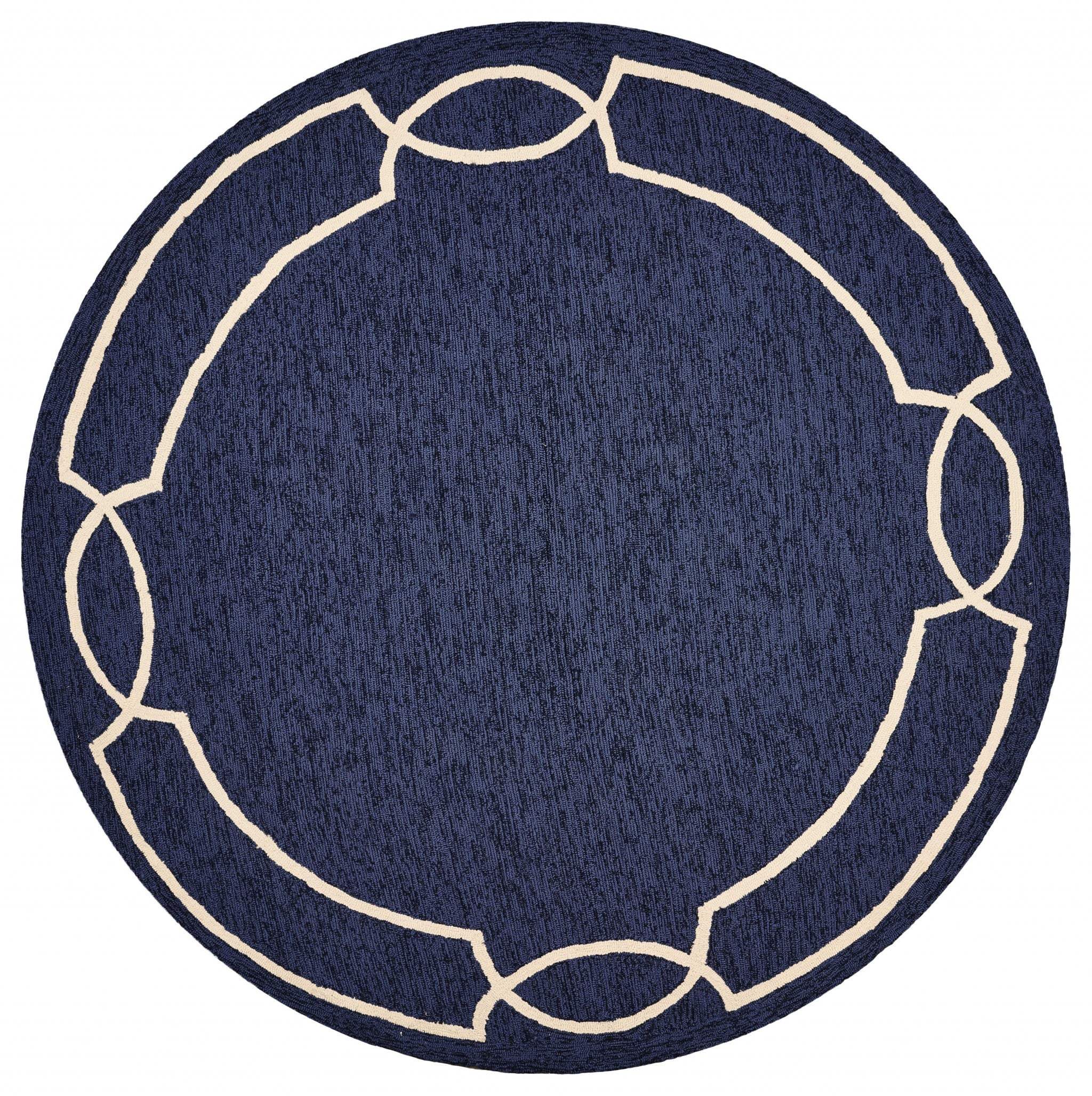 7' Round Blue Round Indoor Outdoor Area Rug - Image 2