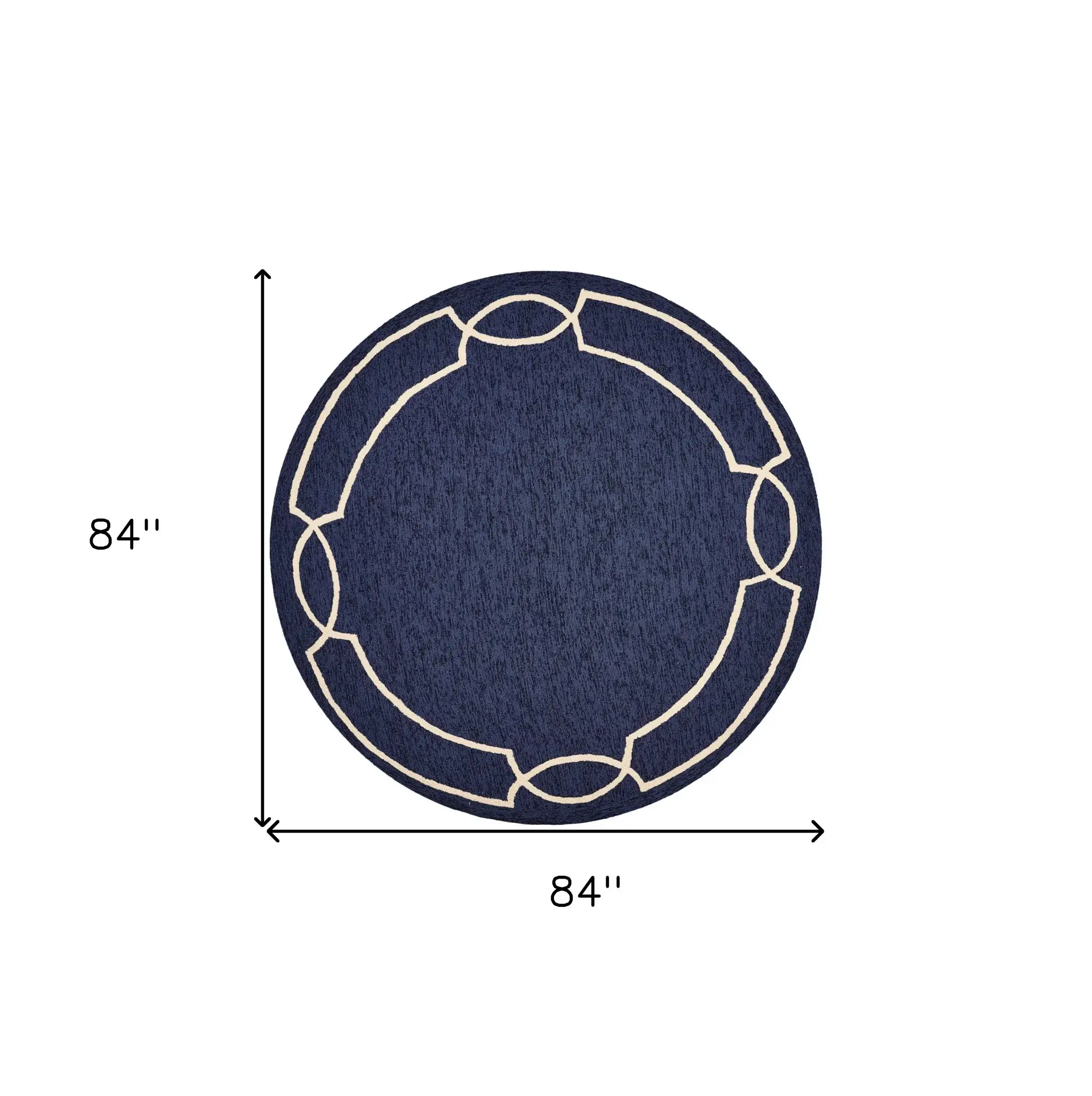 7' Round Blue Round Indoor Outdoor Area Rug - Image 3
