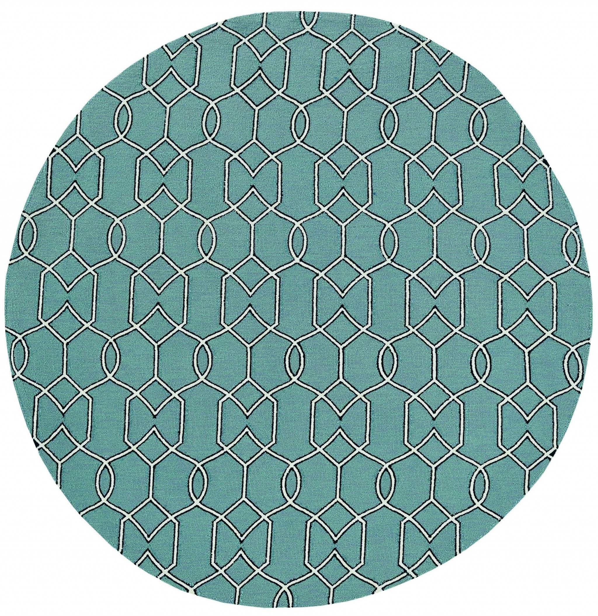 7' Round Green Round Moroccan Indoor Outdoor Area Rug - Image 5