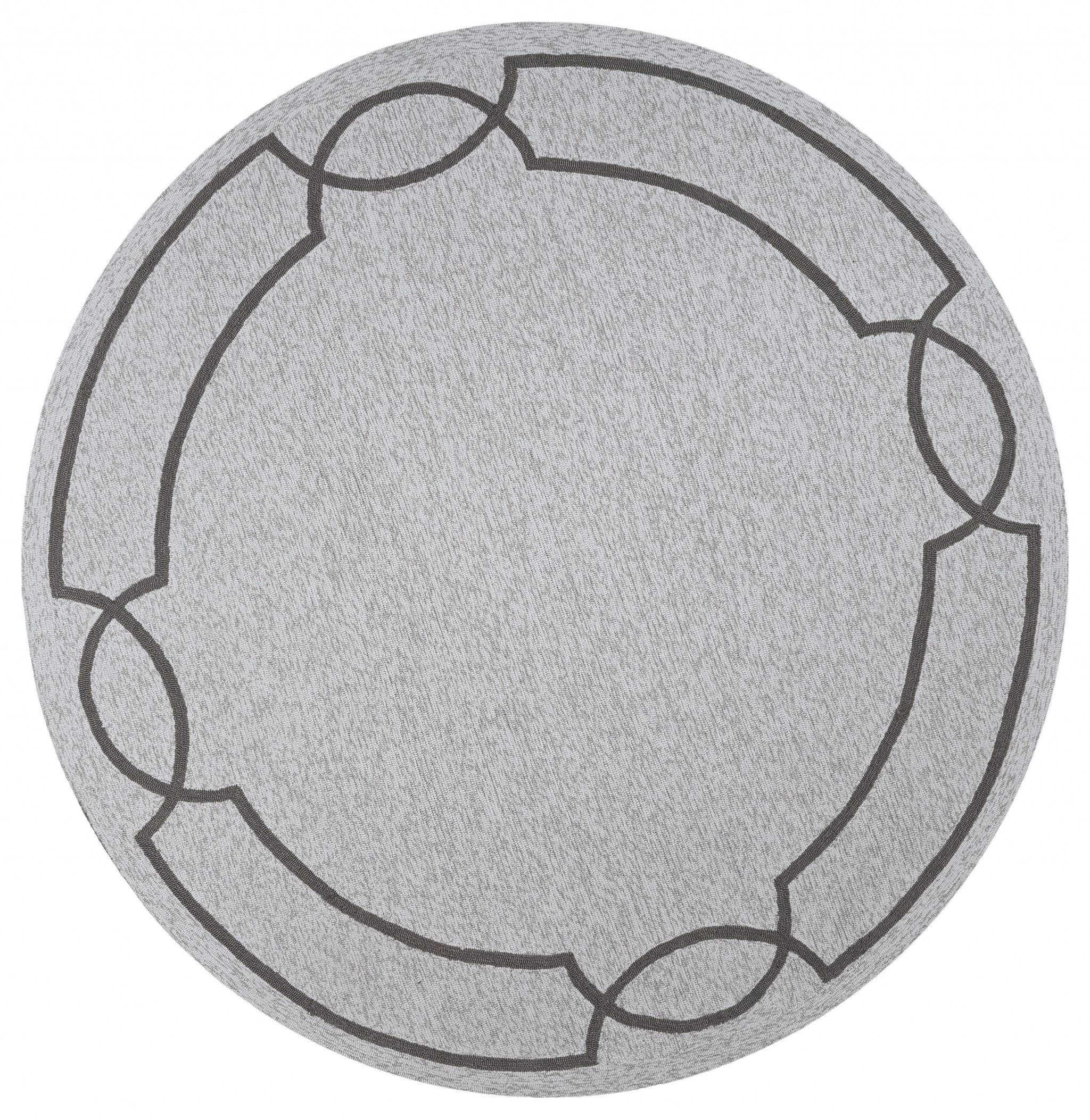 7' Round Ivory Round Indoor Outdoor Area Rug - Image 4