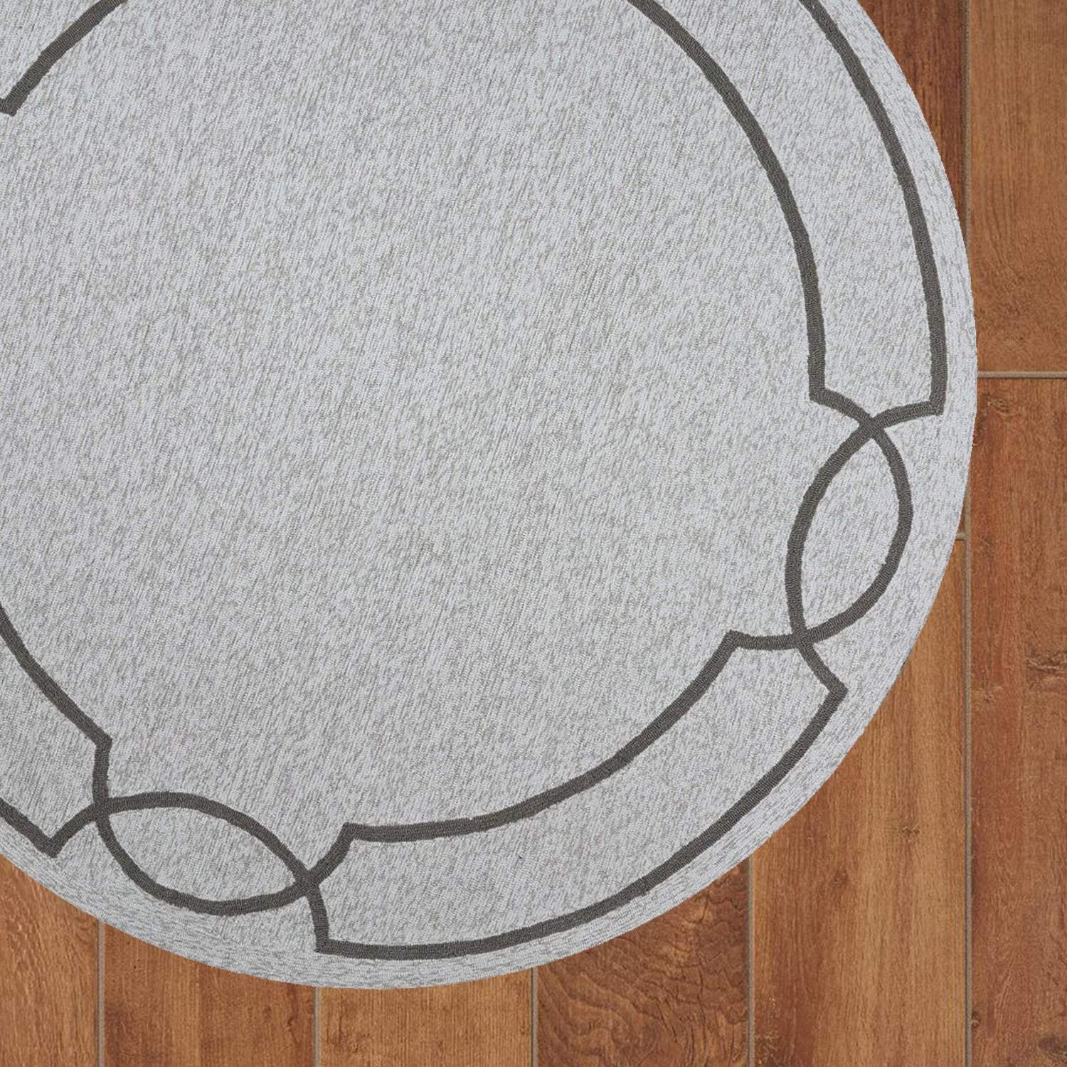7' Round Ivory Round Indoor Outdoor Area Rug - Image 6