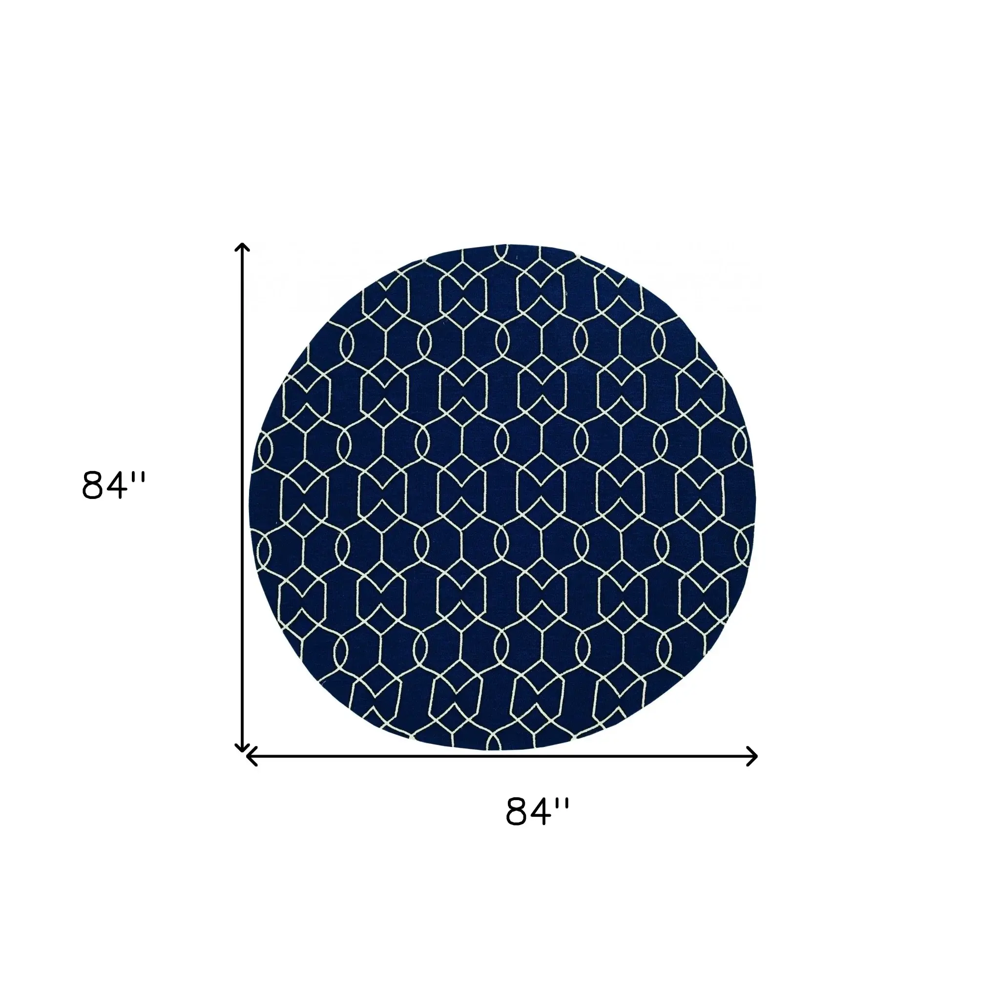7' Round Navy Blue Round Moroccan Indoor Outdoor Area Rug - Image 3