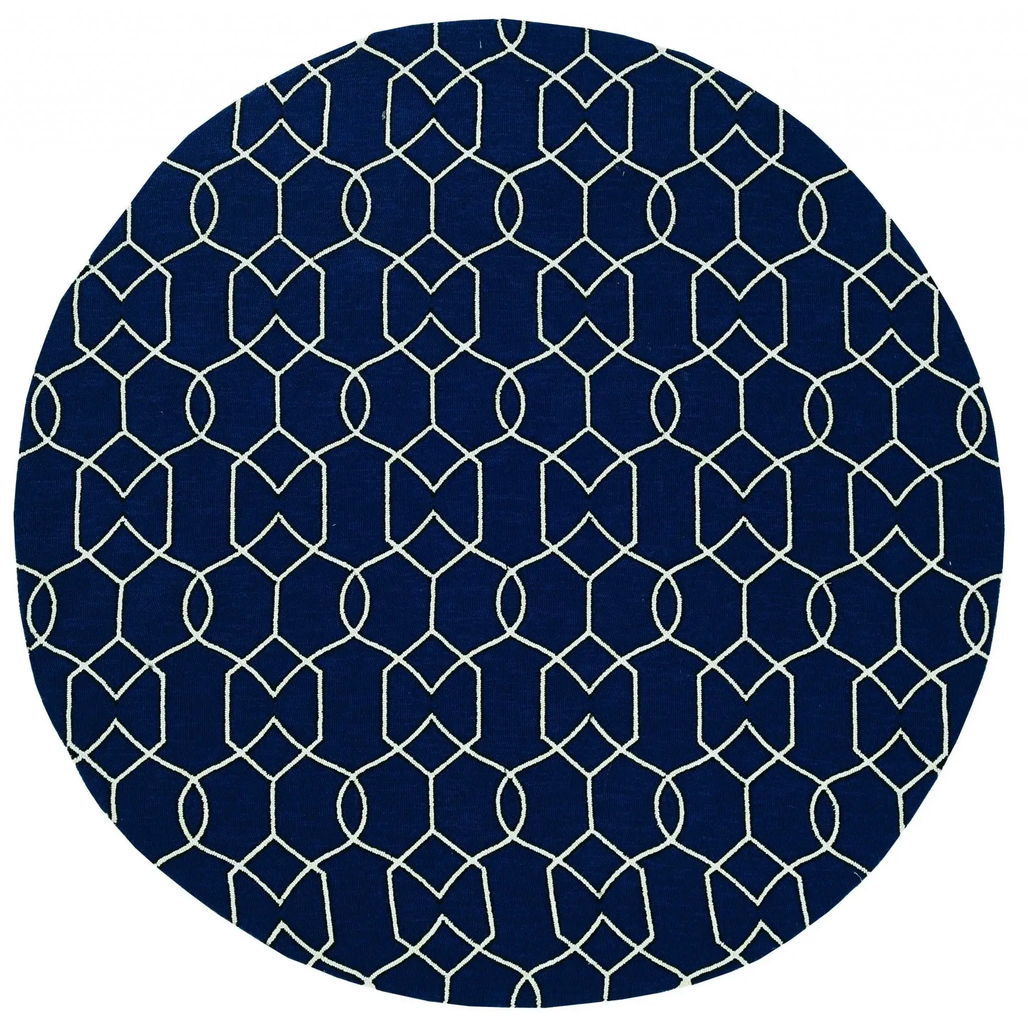 7' Round Navy Blue Round Moroccan Indoor Outdoor Area Rug - Image 4