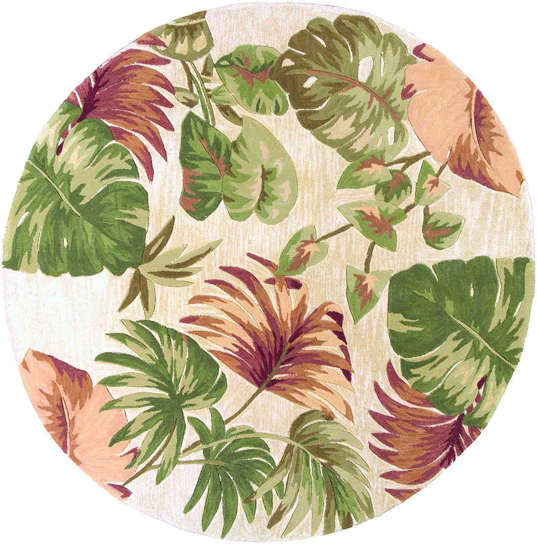7' Round Wool Beige Area Rug - Image 2