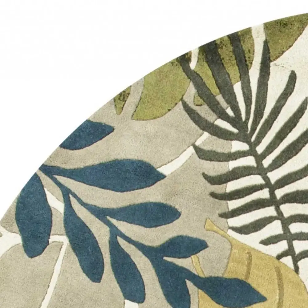7' Round Wool Ivory  Area Rug - Image 5