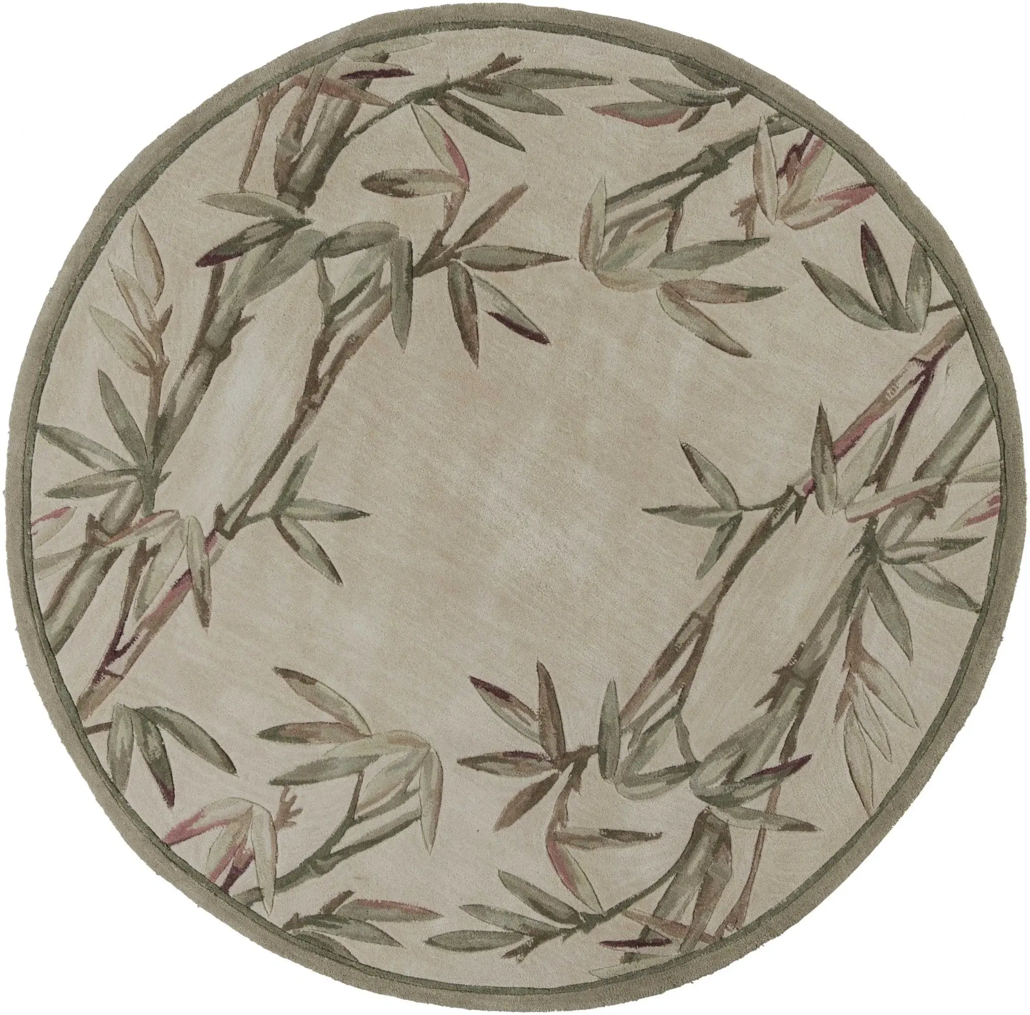 7' Round Wool Ivory  Area Rug - Image 4