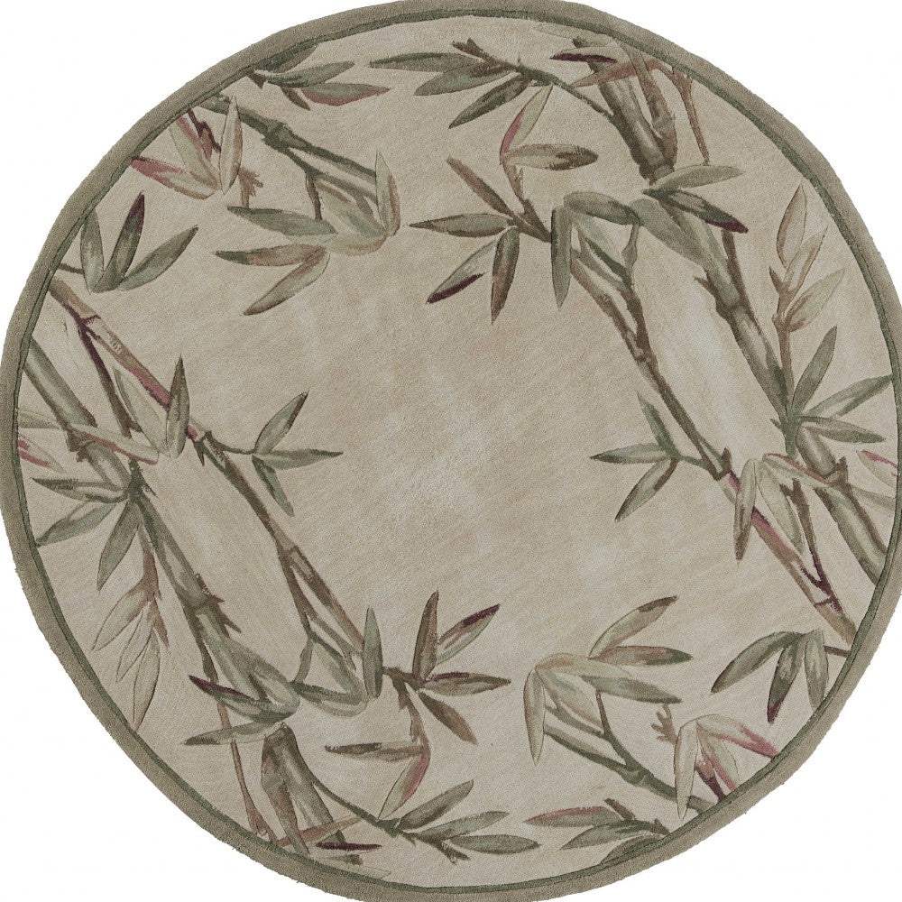 7' Round Wool Ivory  Area Rug - Image 5