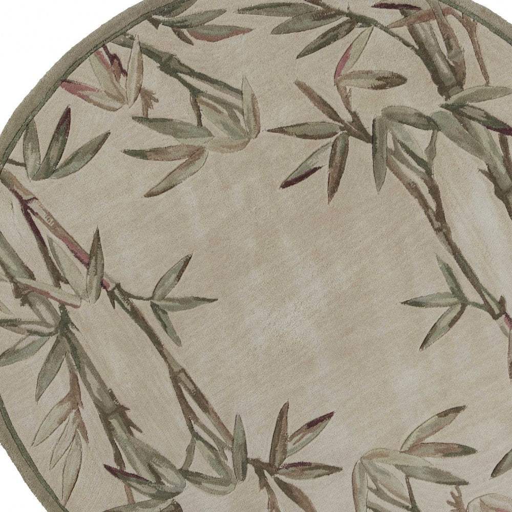 7' Round Wool Ivory  Area Rug - Image 6