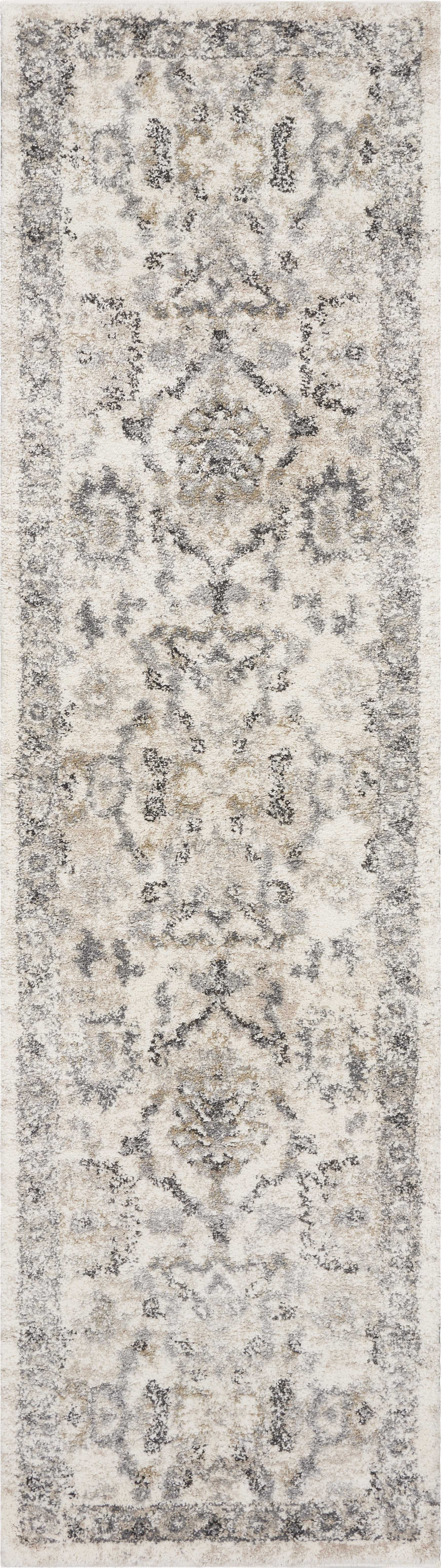 7' Runner Ivory Floral Distressed Runner Rug - Image 5