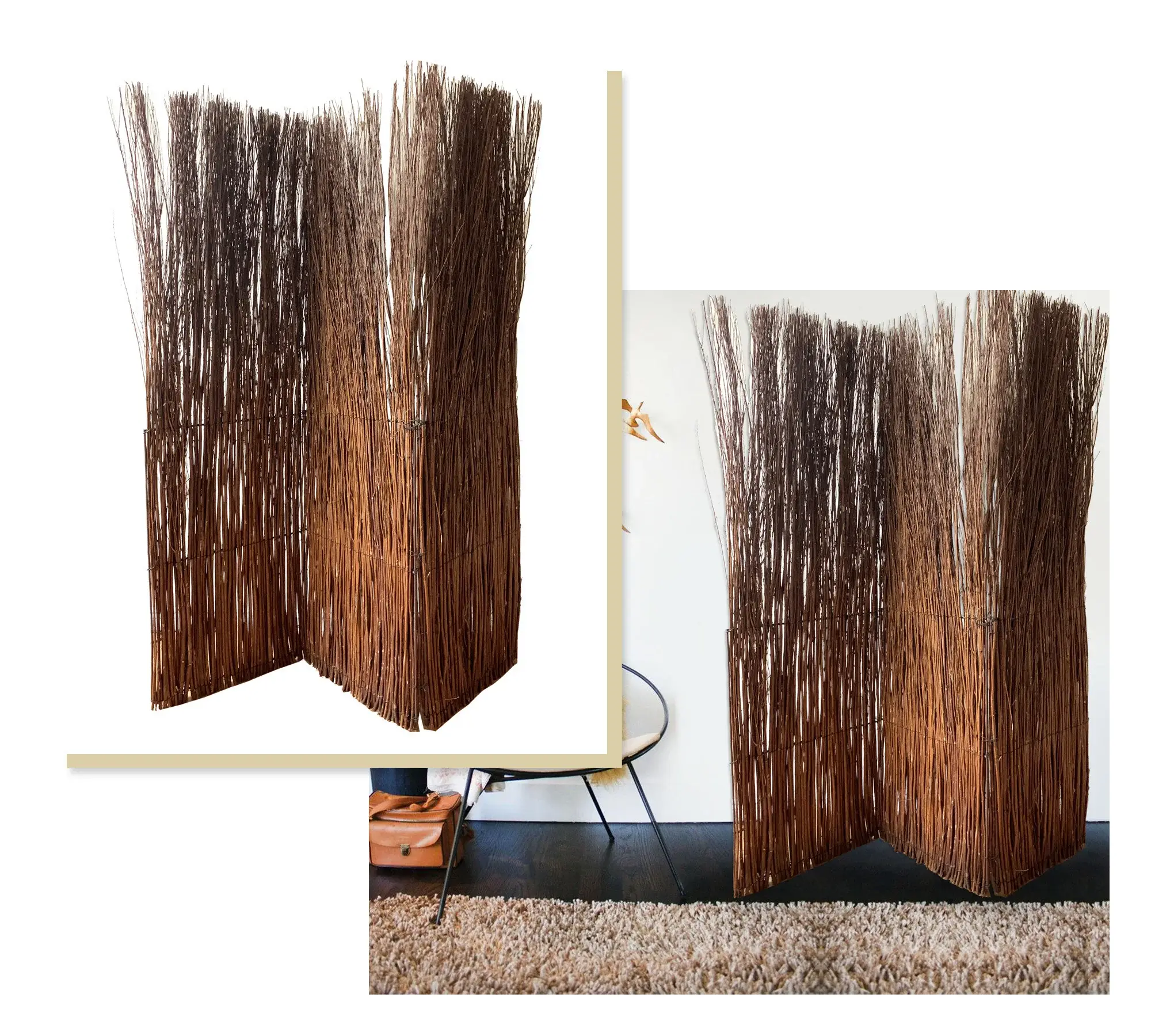 7' Rustic Willow Branch Three Panel Room Divider Screen - Image 5