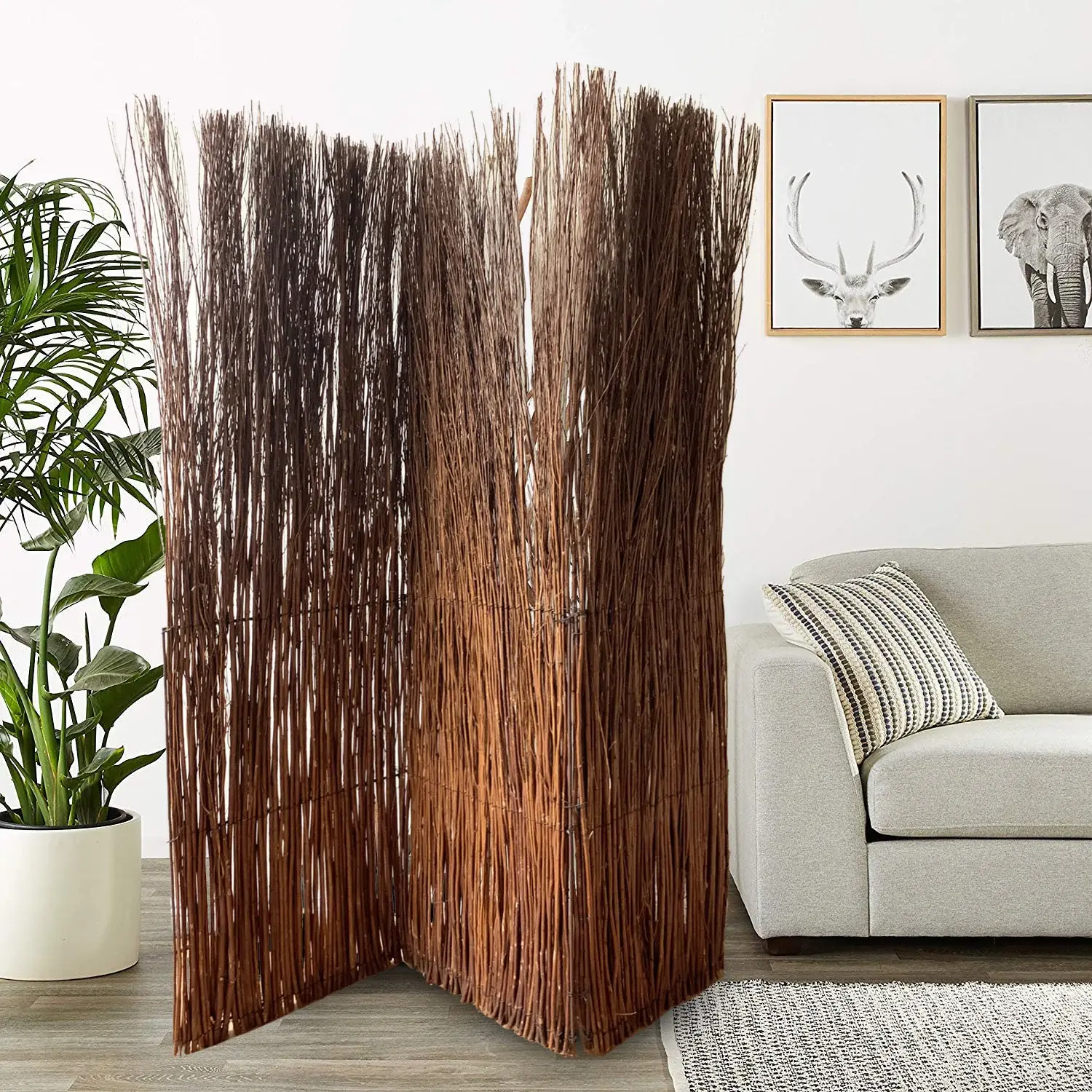 7' Rustic Willow Branch Three Panel Room Divider Screen - Image 7