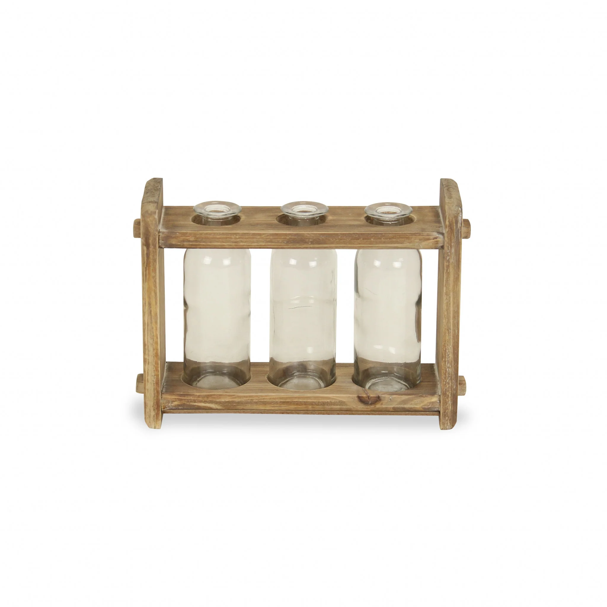 7" Set of Three Glass Jars in a Wood Rack - Image 4