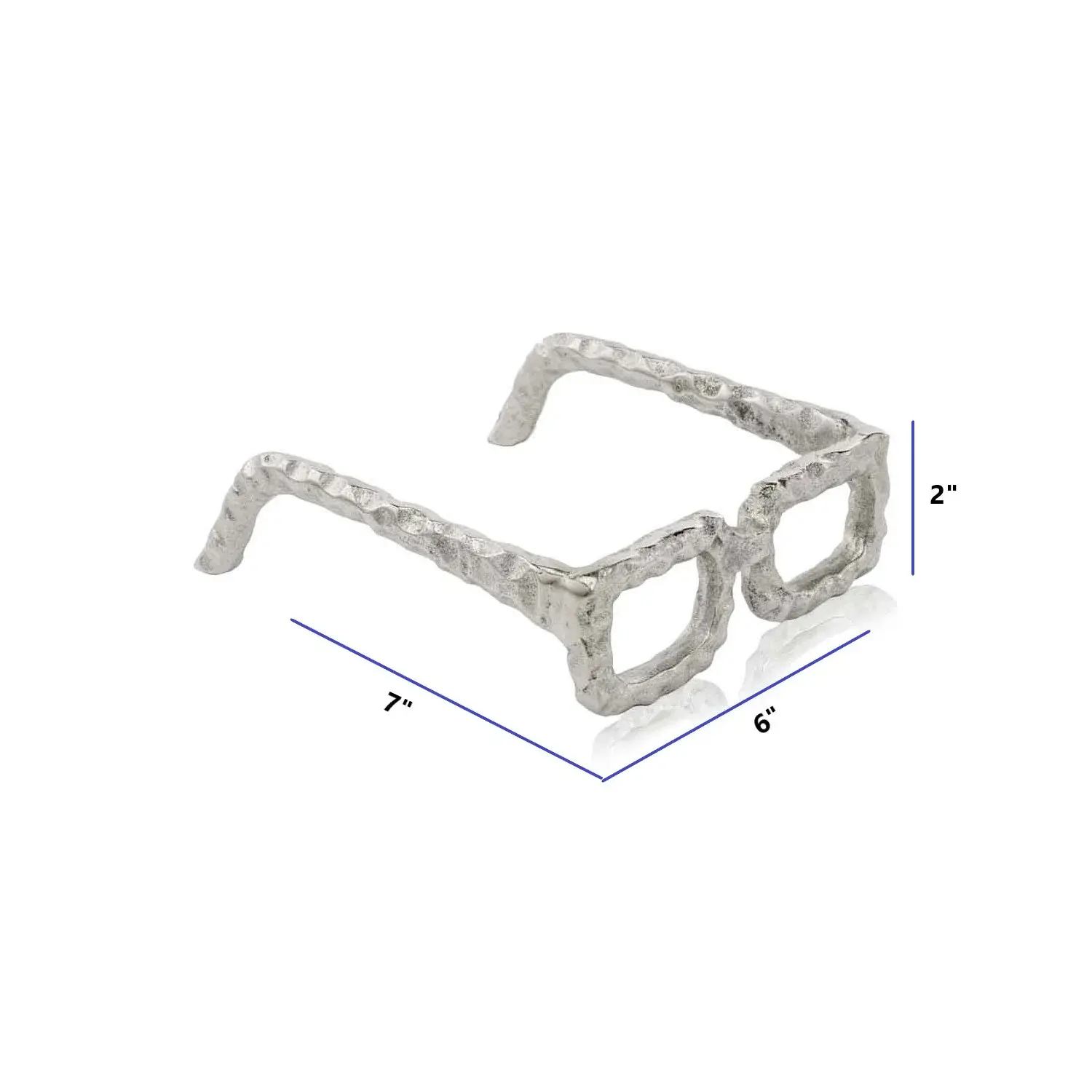 7" Silver Buffed Aluminum Decorative Eyeglasses Sculpture - Image 4