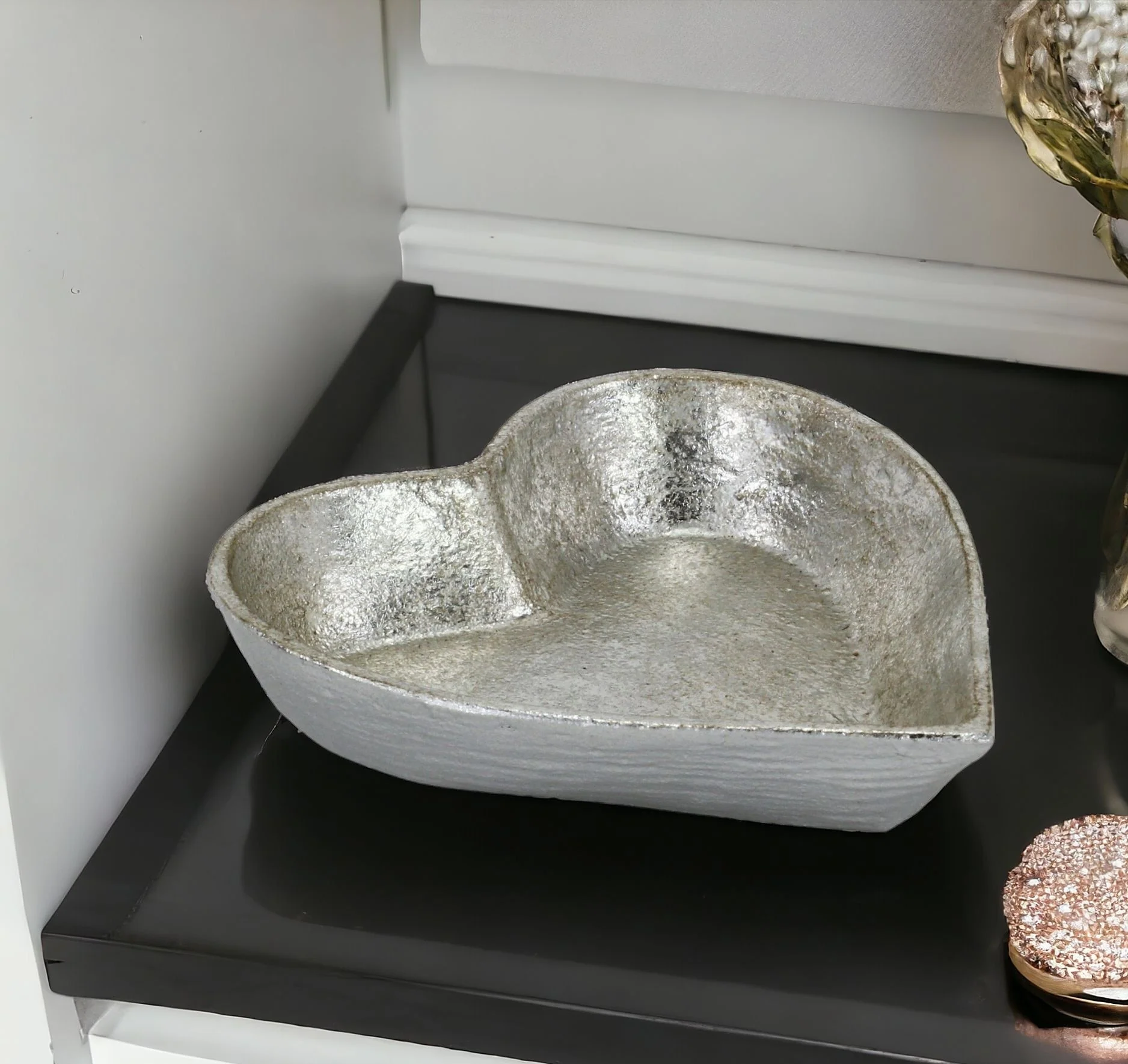 7" Silver Heart Cast Iron Handmade Vanity Tray