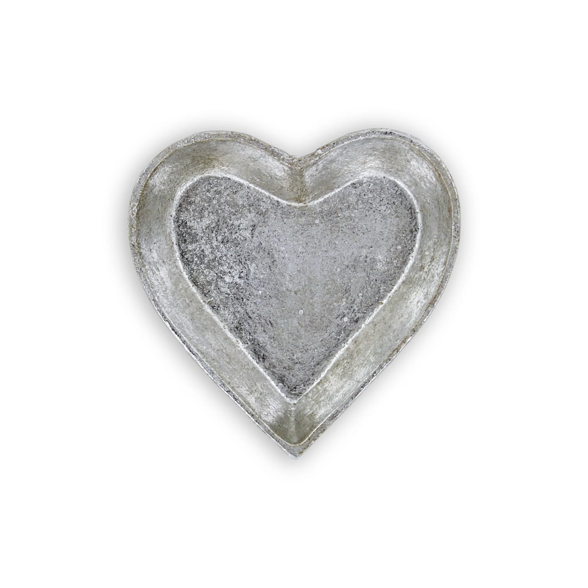 7" Silver Heart Cast Iron Handmade Vanity Tray - Image 2
