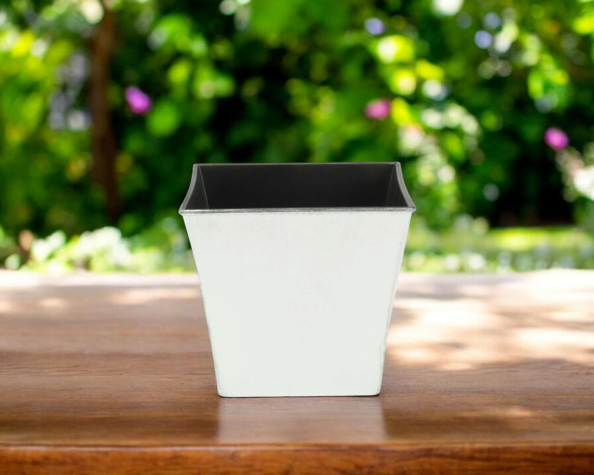 7" Silver Recycled Plastic Indoor Outdoor Rectangular Nursery Pot