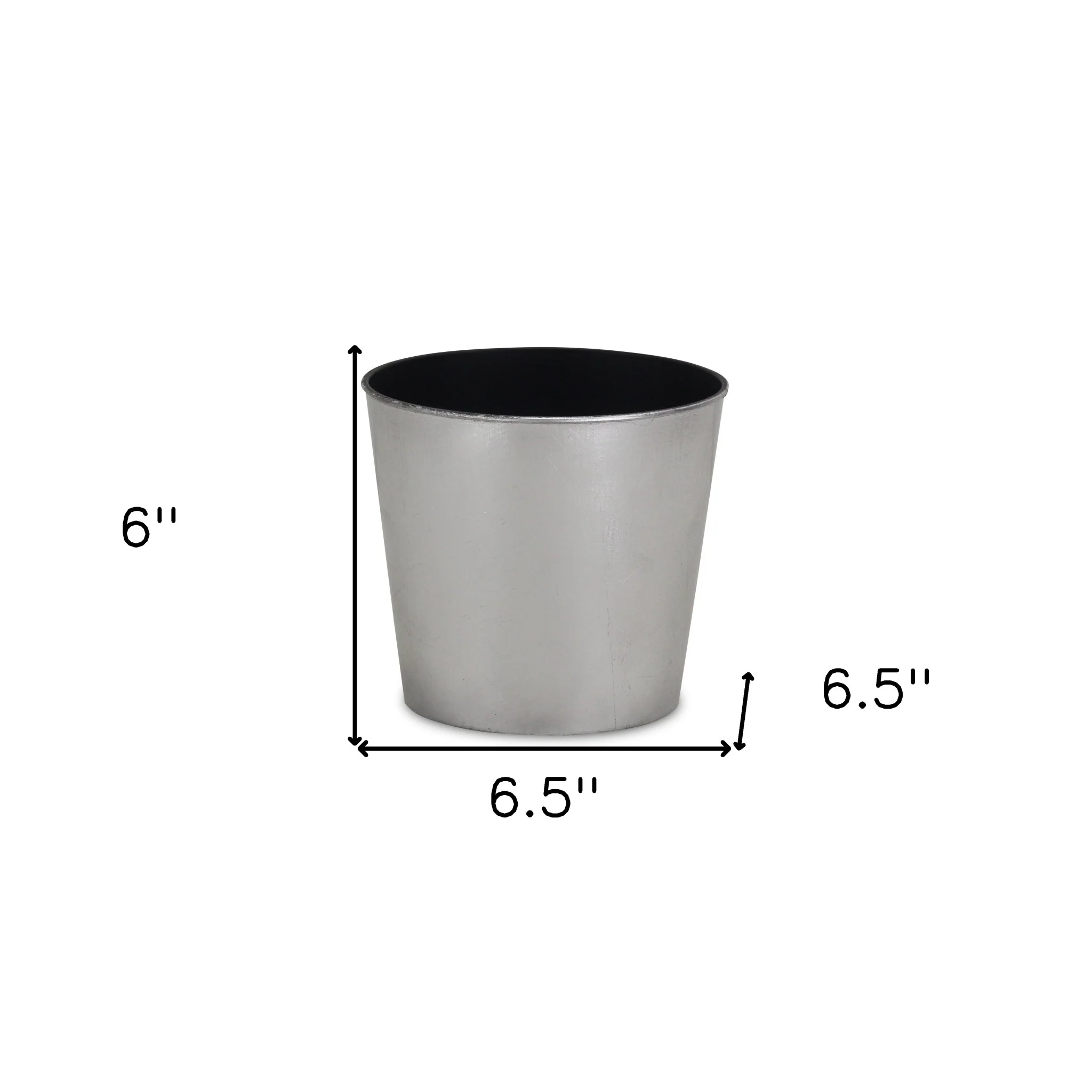 7" Silver Recycled Plastic Indoor Outdoor Round Pot Planter - Image 5