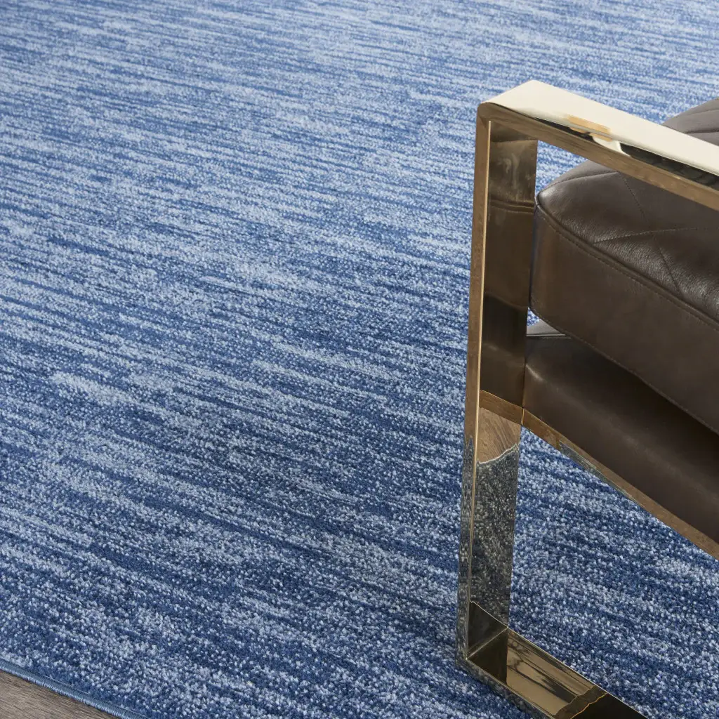 7' Square Blue Stain Resistant Indoor Outdoor Area Rug - Image 5