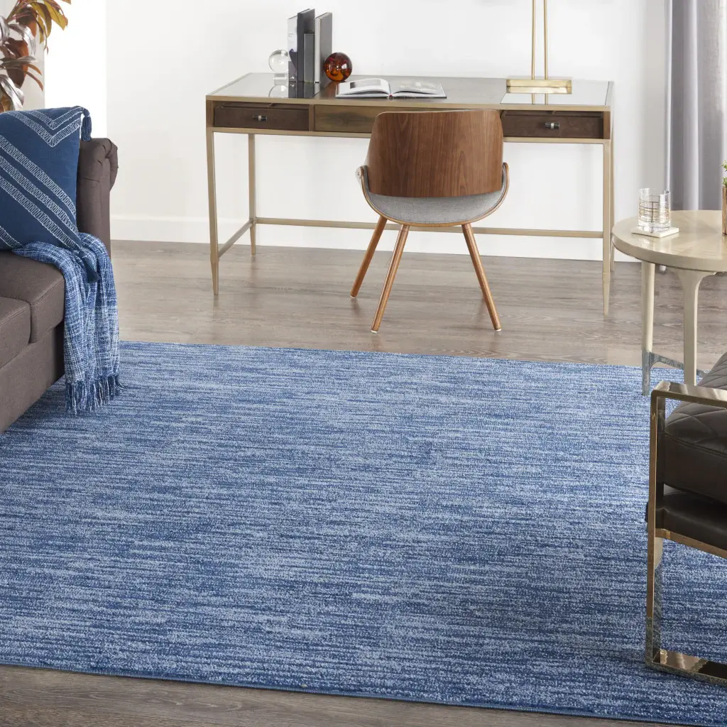 7' Square Blue Stain Resistant Indoor Outdoor Area Rug - Image 6