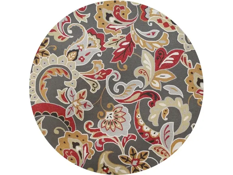 7' Taupe Round Hand Tufted Area Rug With UV Protection - Image 2