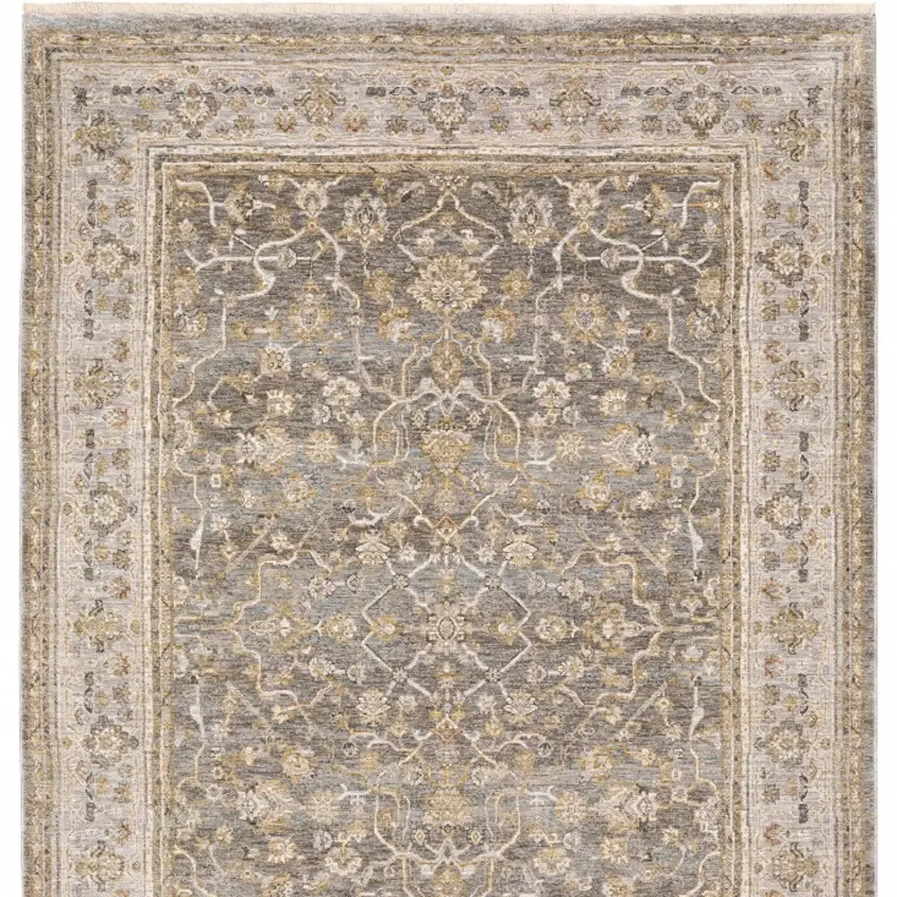 7' X 10' Beige Grey Machine Woven Oriental Indoor Arean Rug - Image 3