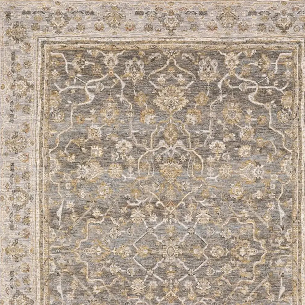 7' X 10' Beige Grey Machine Woven Oriental Indoor Arean Rug - Image 4