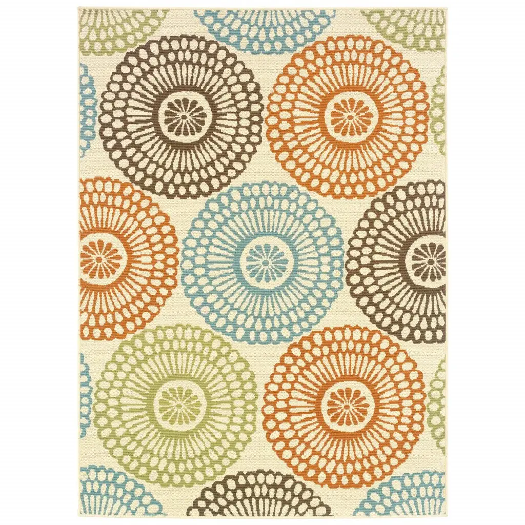 7' X 10' Beige Indoor Outdoor Area Rug - Image 3