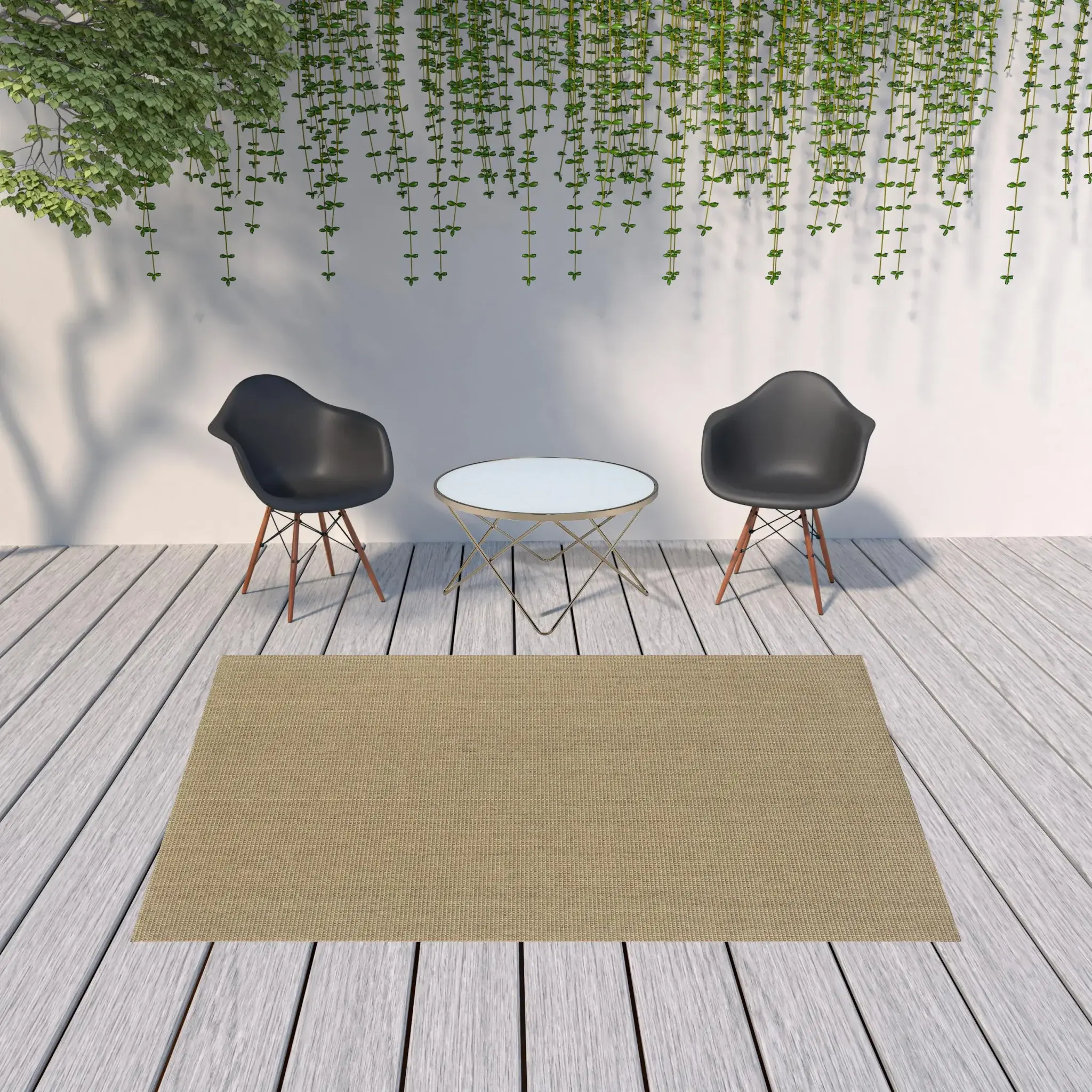 7' X 10' Beige Stain Resistant Indoor Outdoor Area Rug - Image 2