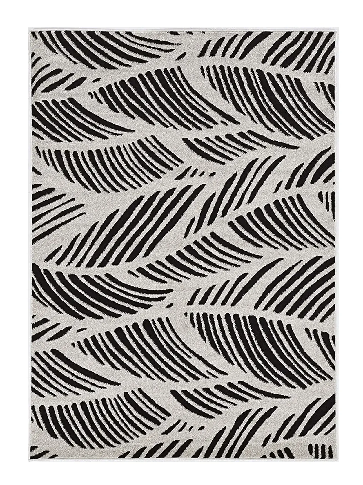 7' X 10' Black and White Abstract Indoor Outdoor Area Rug - Image 2
