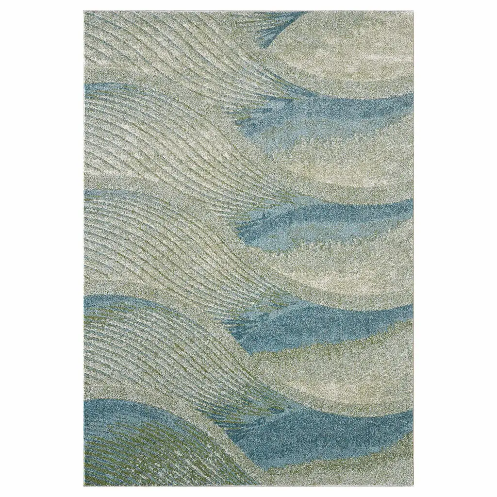 7' X 10' Blue Abstract Area Rug