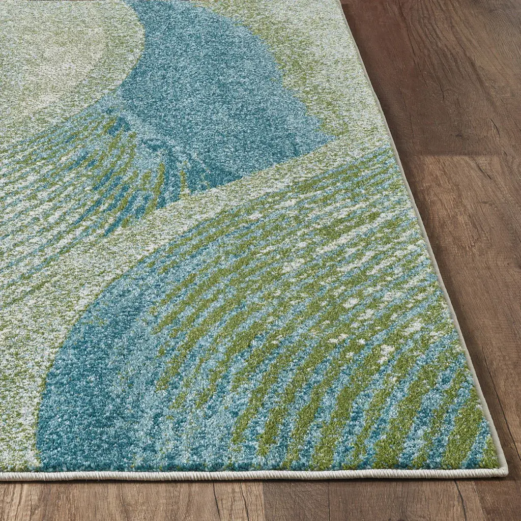7' X 10' Blue Abstract Area Rug - Image 3