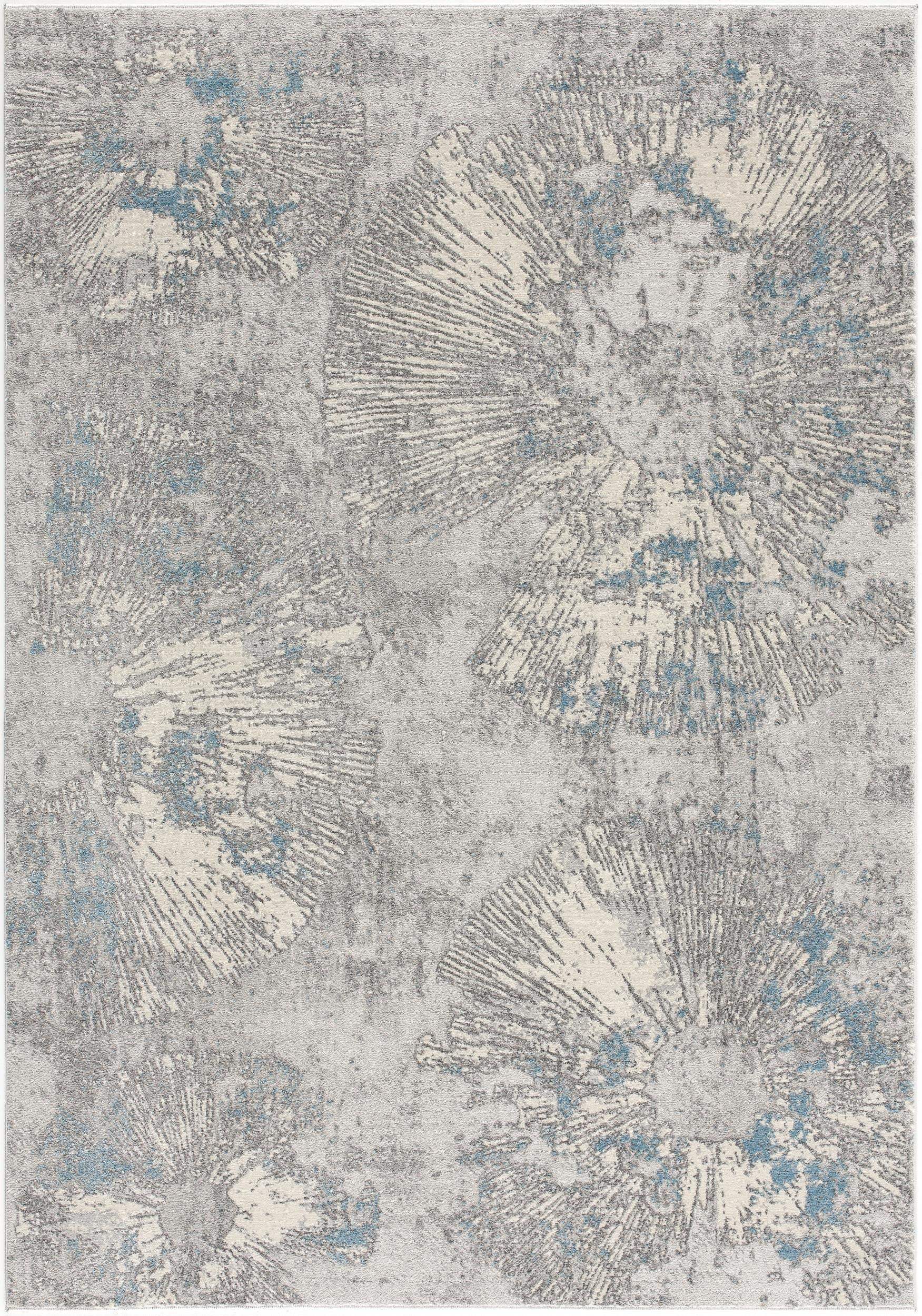 7' X 10' Blue Abstract Circular Motifs Area Rug - Image 2