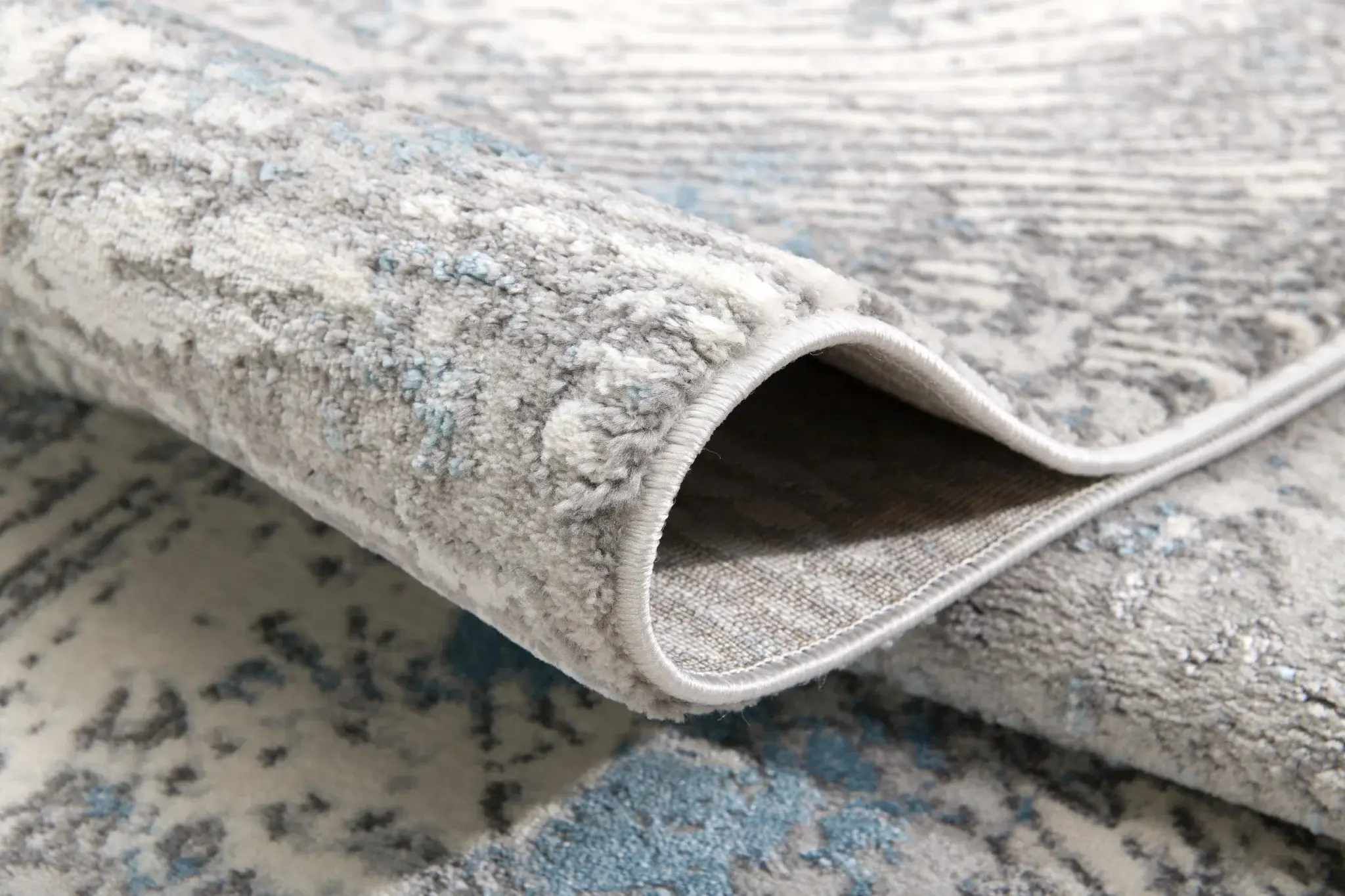 7' X 10' Blue Abstract Circular Motifs Area Rug - Image 8