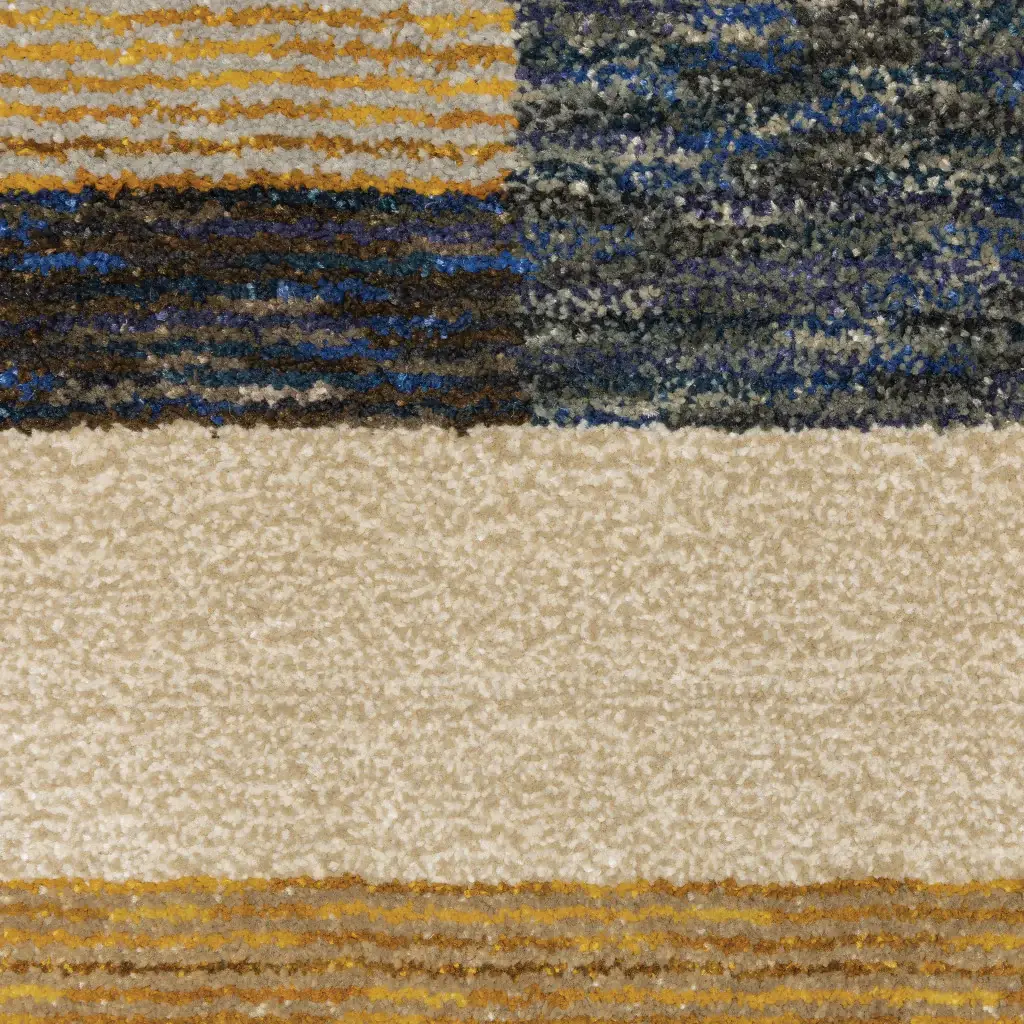 7' X 10' Blue and Beige Geometric Power Loom Area Rug - Image 2