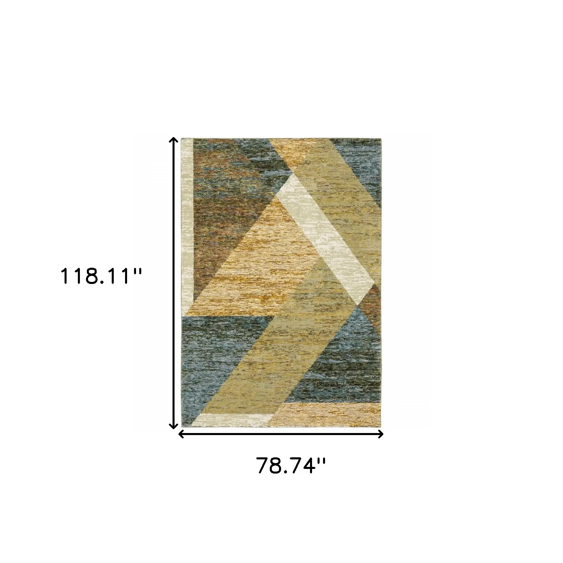 7' X 10' Blue and Beige Geometric Power Loom Area Rug - Image 3