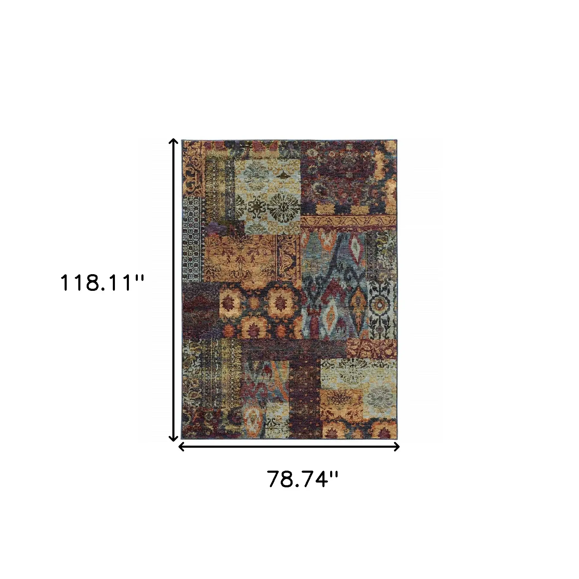 7' X 10' Blue and Gold Abstract Power Loom Area Rug - Image 2