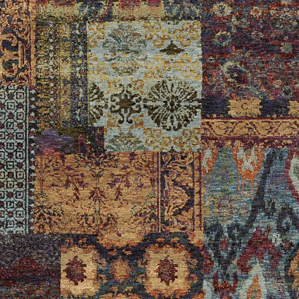 7' X 10' Blue and Gold Abstract Power Loom Area Rug - Image 3