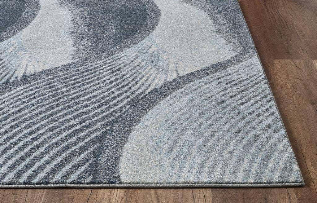 7' X 10' Blue and Gray Abstract Area Rug - Image 2