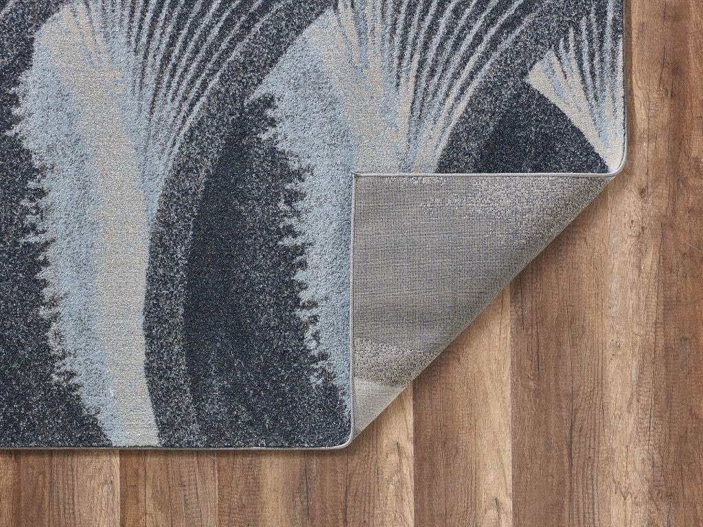 7' X 10' Blue and Gray Abstract Area Rug - Image 6