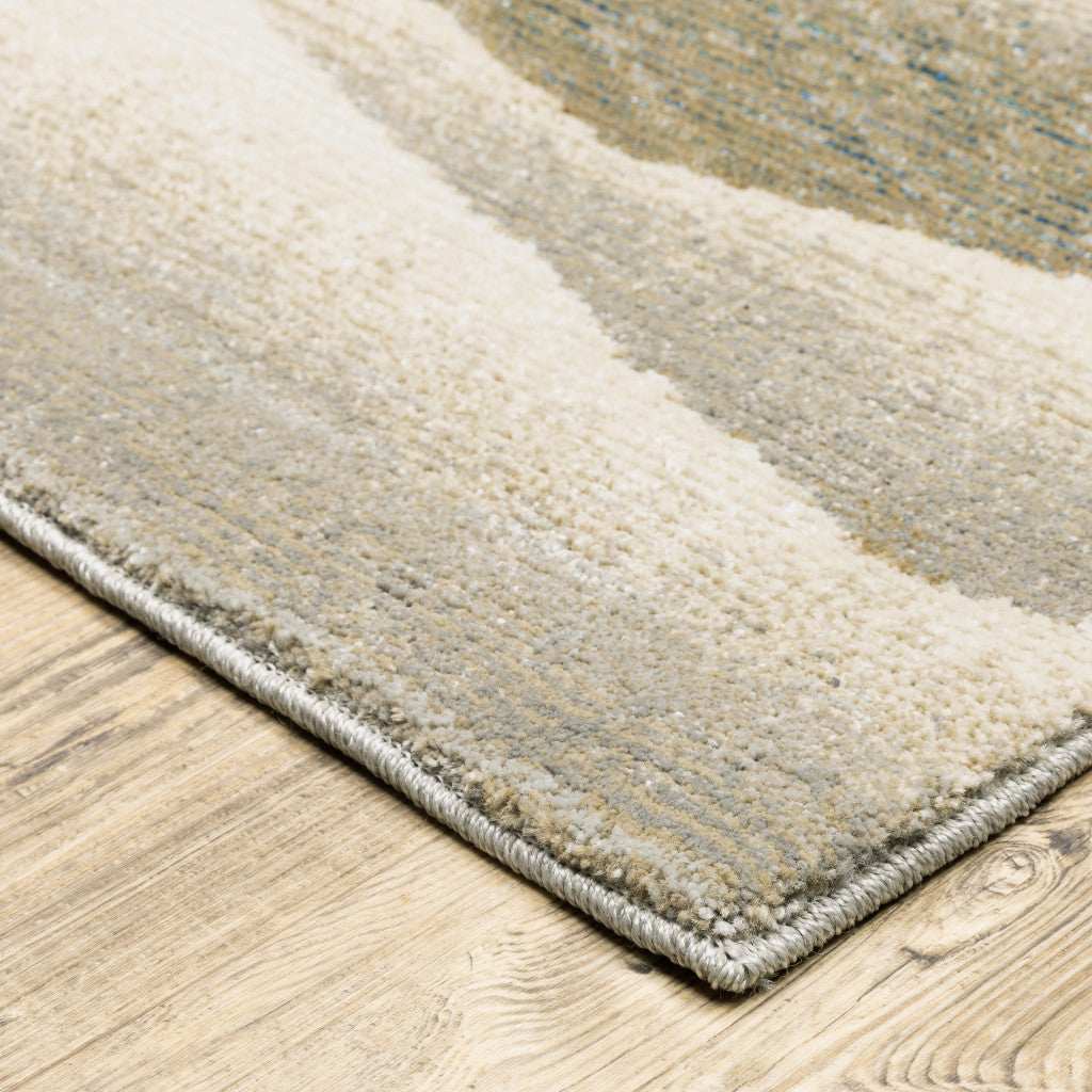 7' X 10' Blue and Gray Abstract Power Loom Area Rug - Image 3