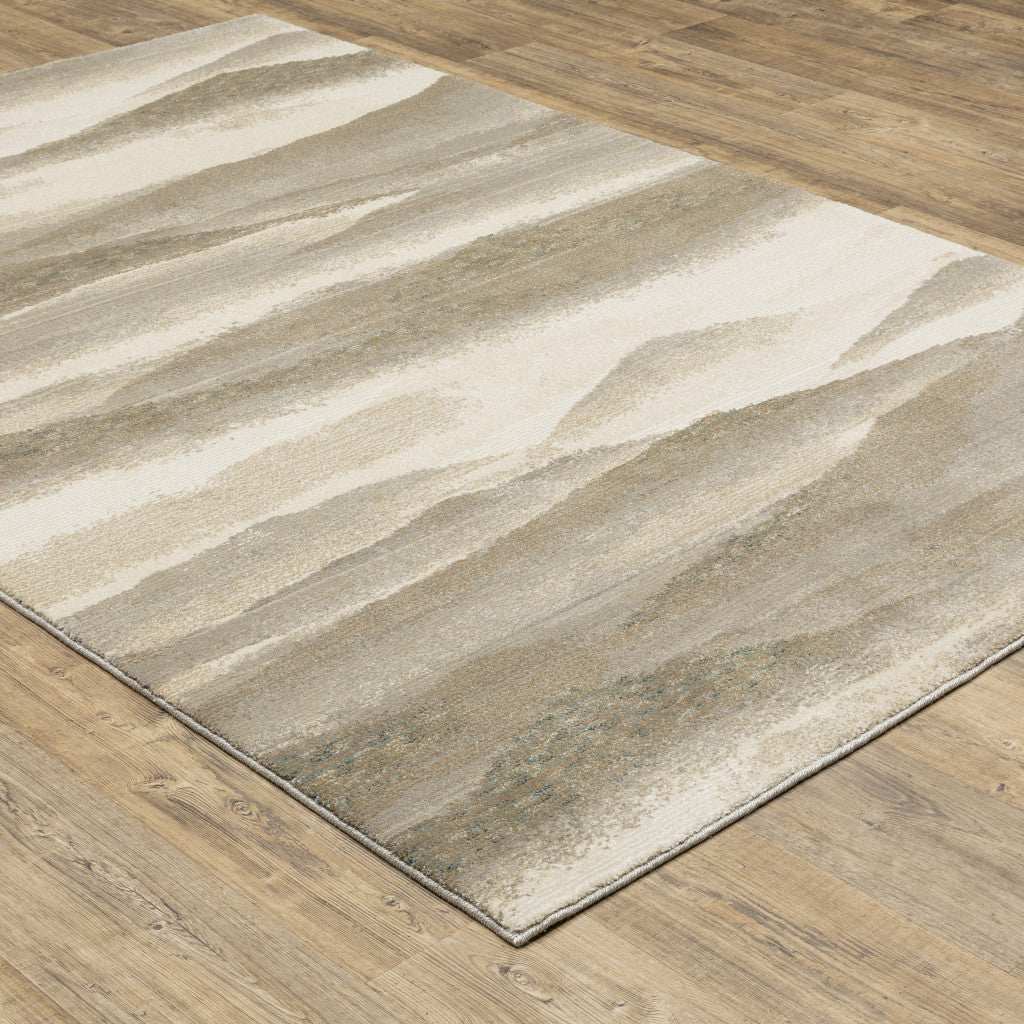 7' X 10' Blue and Gray Abstract Power Loom Area Rug - Image 4